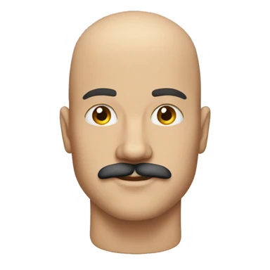 Bald fit man with speks and moustache sticker