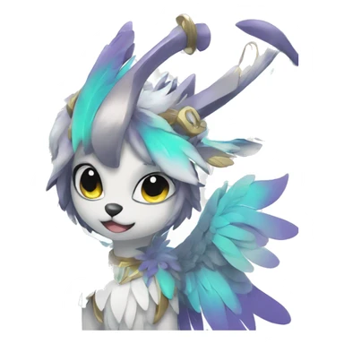 Anthro Sona Cool Edgy Cute Beautiful Colorful Shy Winged Shiny Fakemon-Fantasy-Creature Full Body sticker