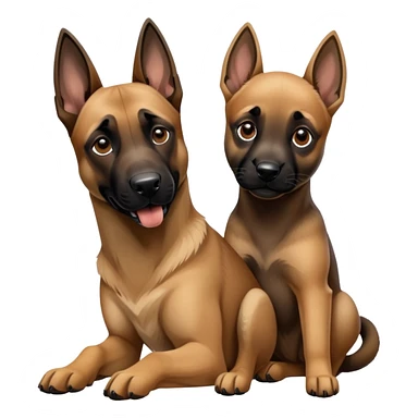 Adult Malinois and a puppy malinois playing with each other sticker
