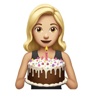 blonde girl with birthday cake sticker