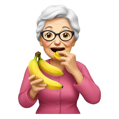 Grandma eating 3 bananas sticker