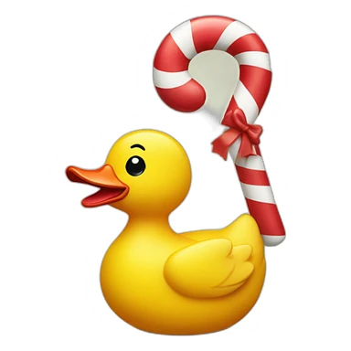 Rubber ducky holding a candy cane  sticker