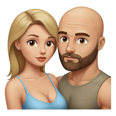 Beautiful dark blonde seducing her muscular bald beard husband sticker
