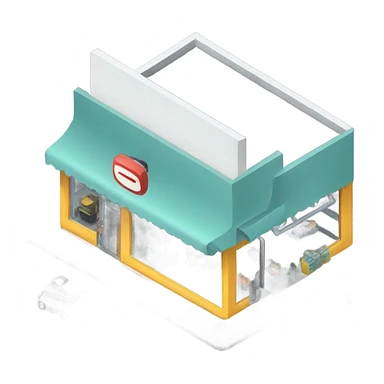 isometric shop and car parking sticker