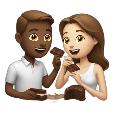 white couple eating chocolat sticker
