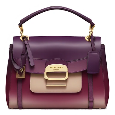 Realistic isolated dark plum to dark wine color ombre Michael Kors satchel purse.  sticker