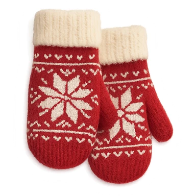 christmas wool mittens, soft and fluffy ,remove background sticker