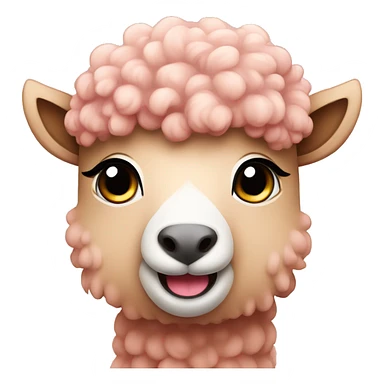 Cute curly pink Alpaka full size sticker