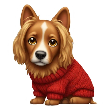 Red dog wearing sweater  sticker