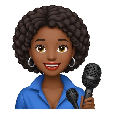 black skin woman, singer, hold micro sticker