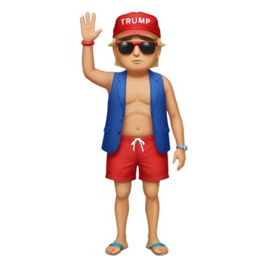 full body Trump standing in beach outfit sticker