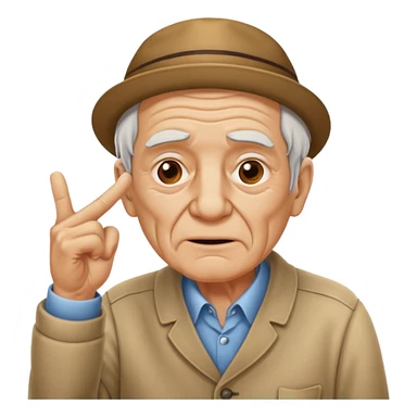 дедушка показывает указательными пальцем на висок  sticker