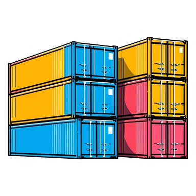Colorful shipping container, logistics, cargo box sticker