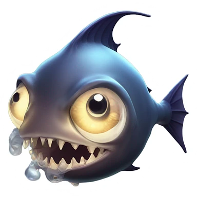 Anglerfish with a glowing lure hanging from its forehead, sharp teeth, and big eyes. sticker