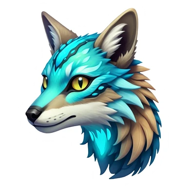 Exotic futuristic bioluminescent translucent transparent lush warm-colored neon-glowing iridescent Fakémon-Fionbri-Vernid-Sergal-Genet-creature sticker