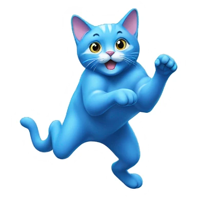 The blue atomic cat jumps to full height sticker