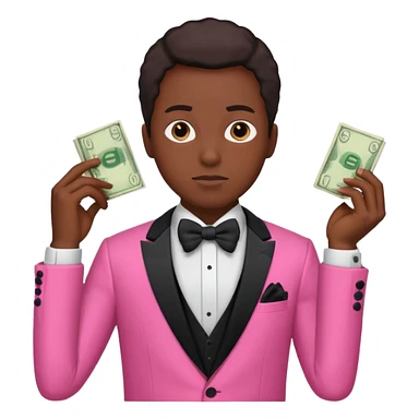 ambitious thinking about money, black person, pink tuxedo sticker