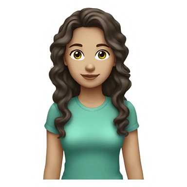 light blue green eyed girl with dark brown wavy hair with light skin tone sticker