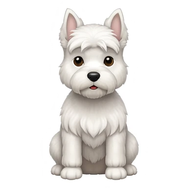 white schnauzer dog, sitting pose, iOS emoji style sticker