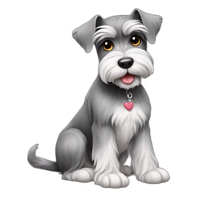 Schnauzer sitting on a foot sticker
