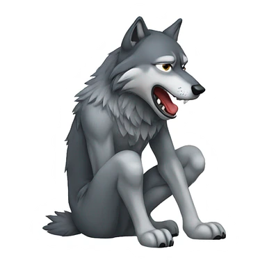wolf crying on his knees sticker