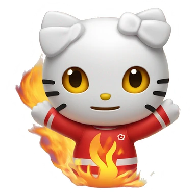 Hello kitty with fire in the background  sticker