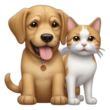 Chien qui fait un câlin à un chat  sticker