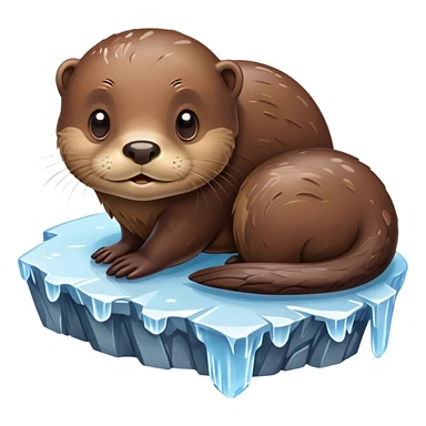 Ice stuck to an otter's body. sticker
