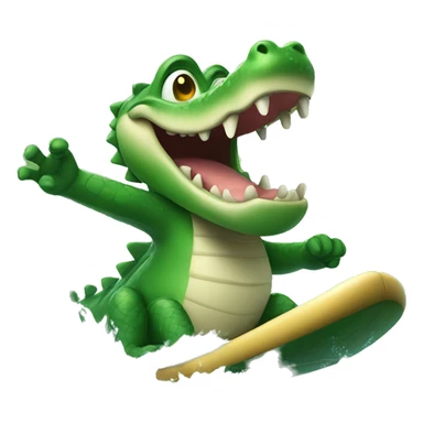 Happy alligator surfing sticker