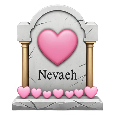 Headstone that says nevaeh with pink hearts sticker