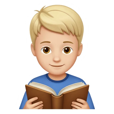 boy reading sticker