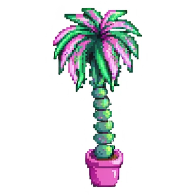 palm tree with pastel pink trunk and pastel green leaves sticker