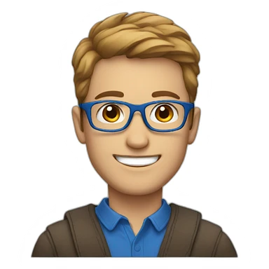 smiling white men with blue glasses and short brown hair sticker