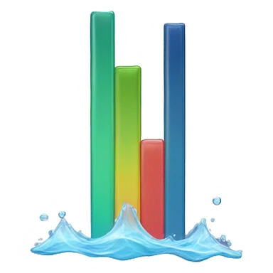a realistic ieberg with a small above water part and a large under water part, in shape of an bar chart sticker