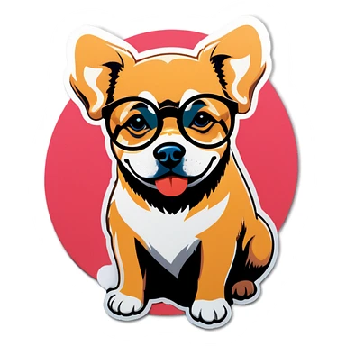 Dog wearing glasses kissing sticker
