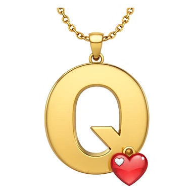 Gold necklace with letter q pendant and heart sticker