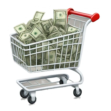 Shopping cart with money signs around it sticker