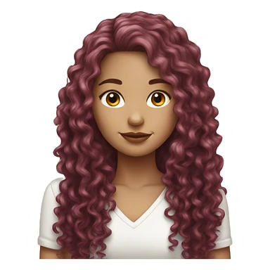 beautiful white girl with long burgundy curly hair  sticker
