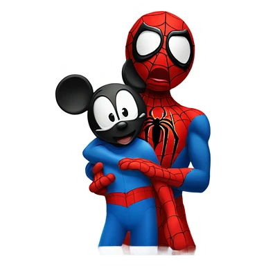  Spider-man hugging with mickey mouse sticker