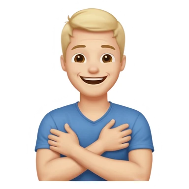 Crossed arms hold neck laughing guy sticker