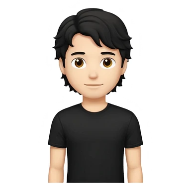 zumbie masculino cabelo ondulado médio preto, camiseta preta sticker