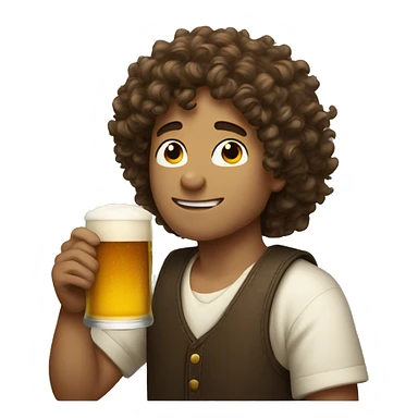 Long Curly haired boy drinking craft beer  sticker