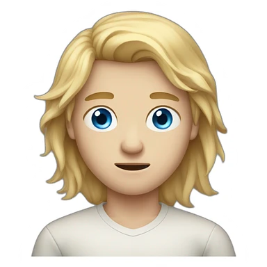 Frowning blue-eyed teen-ager boy with long blond hair sticker