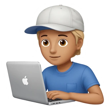 generate a person emoji with his laptop with cap too sticker