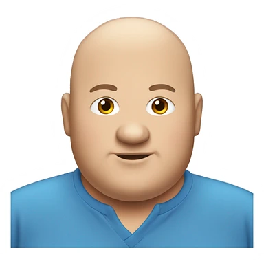 fat man with blue shirt and bald hair sticker