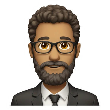 Teacher with glasses, beard, fluffy har and brown hair sticker