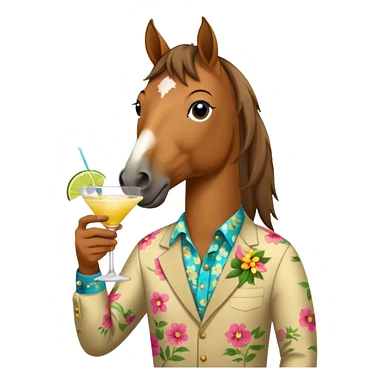  horse with flowered shirt character holding cocktail sticker