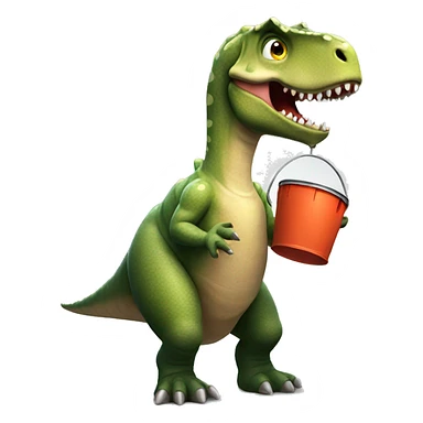 dinosaur with a bucket  sticker