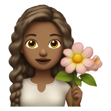 Brown hair model flower  sticker