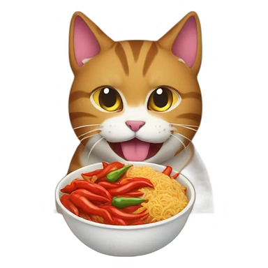 Cat eating spicy food sticker